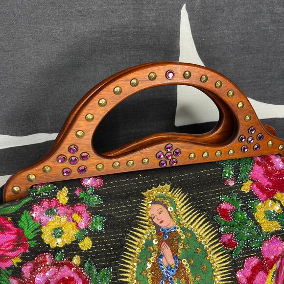 Isabella Fiore Virgin Mary Lady of Guadalupe Embroidered Beaded Bag Religious - Picture 6 of 12